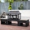 Deko Living 70 Inch Rectangular Outdoor Steel Woodburning Fireplace w/ Log Storage Compartment, Side Tables COB10513 - alternate 2